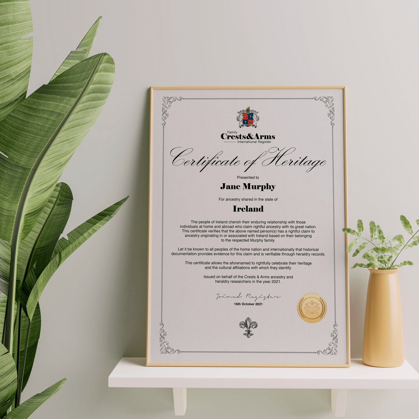 Certificate of Heritage (Framed - Black wood)