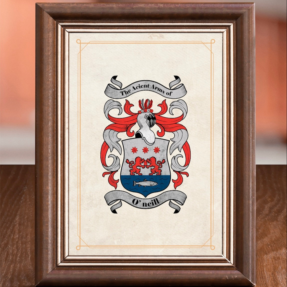 Research + Family Crest Print (Framed - Black wood)