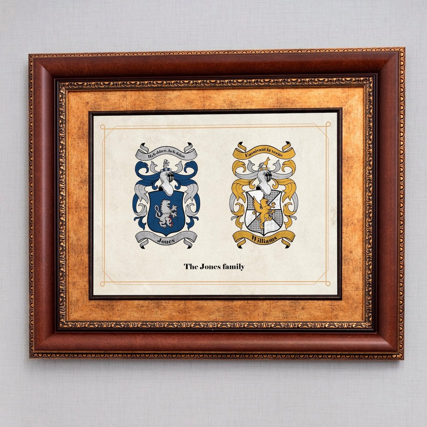 Research + Couple's Crest Print (Framed - Black wood)