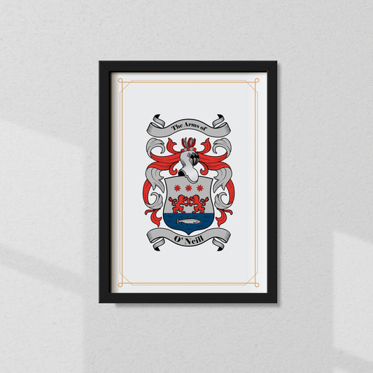 Research + Family Crest Print (Framed - Black wood)