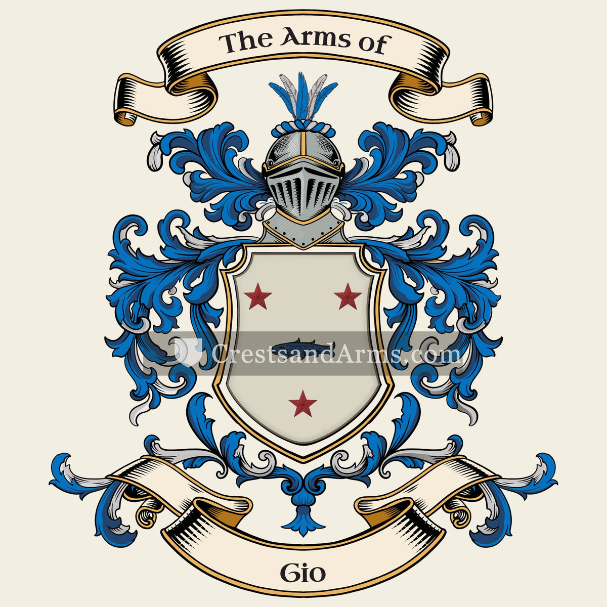 The Gio coat of arms, drawn from the recorded blazon