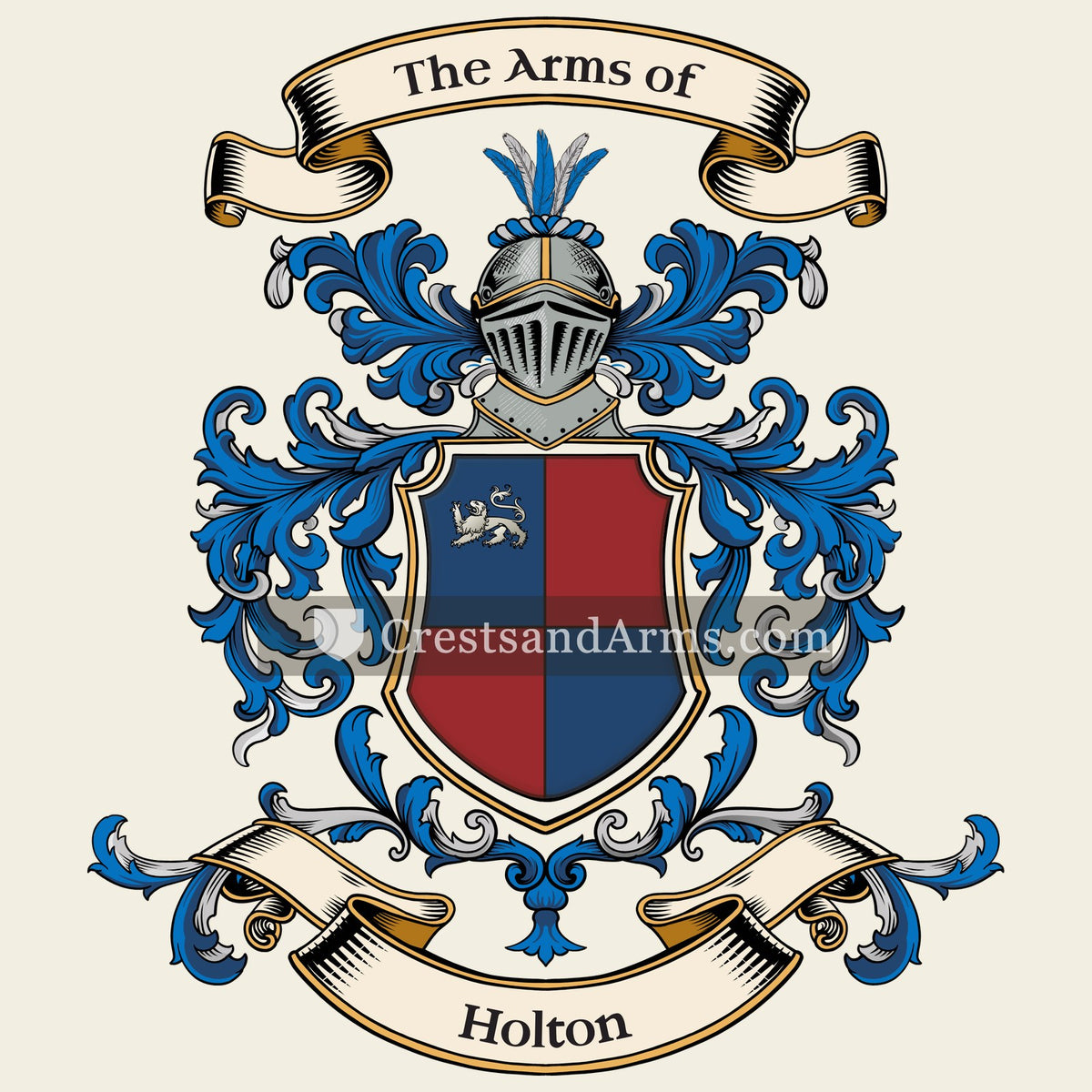 The Holton coat of arms, drawn from the recorded blazon