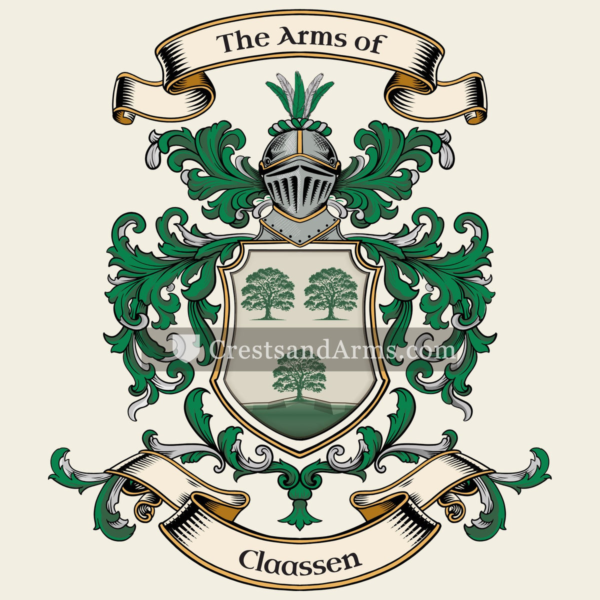 The Claassen coat of arms, drawn from the recorded blazon