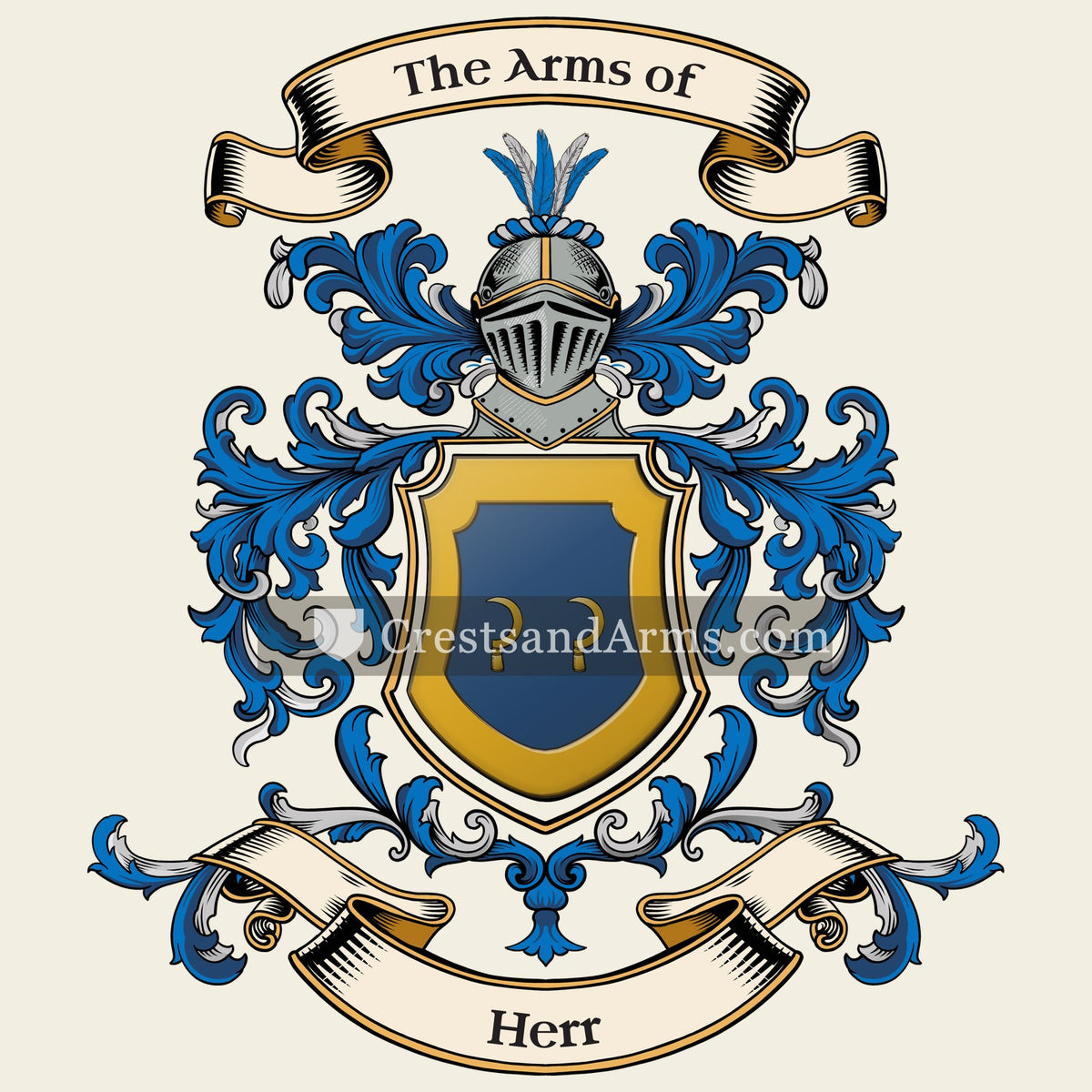 The Herr coat of arms, drawn from the recorded blazon