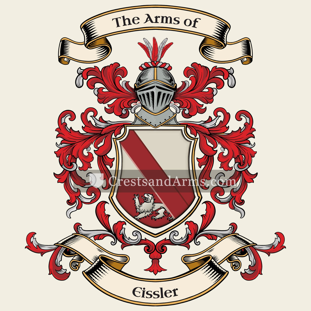 The Eissler coat of arms, drawn from the recorded blazon