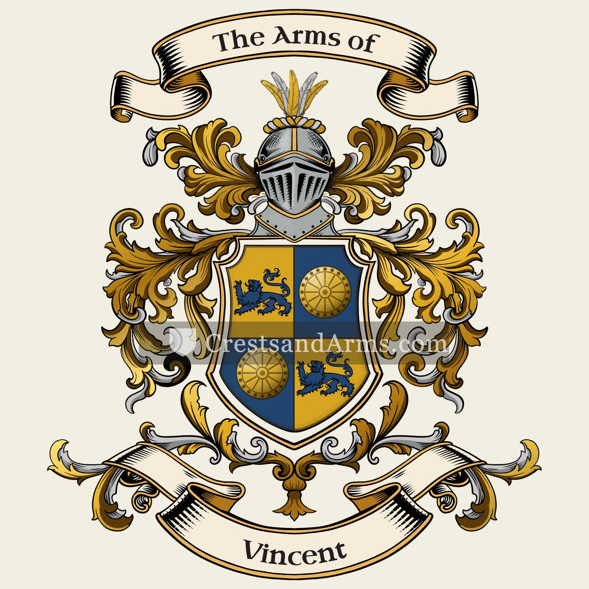 The Vincent coat of arms, drawn from the recorded blazon