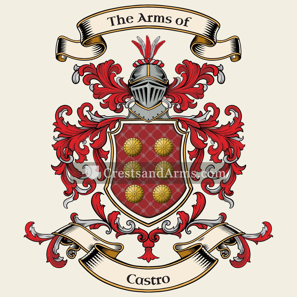 The Castro coat of arms, drawn from the recorded blazon