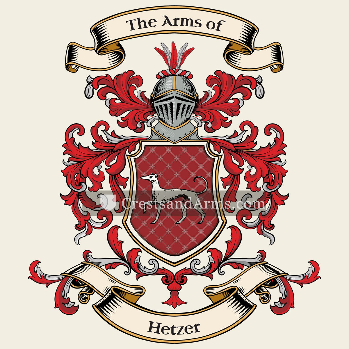 The Hetzer coat of arms, drawn from the recorded blazon