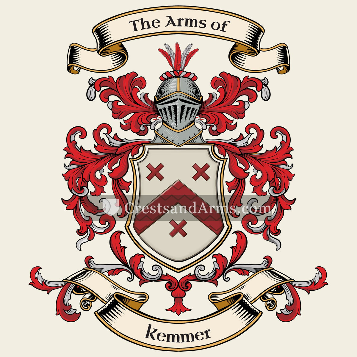 The Kemmer coat of arms, drawn from the recorded blazon