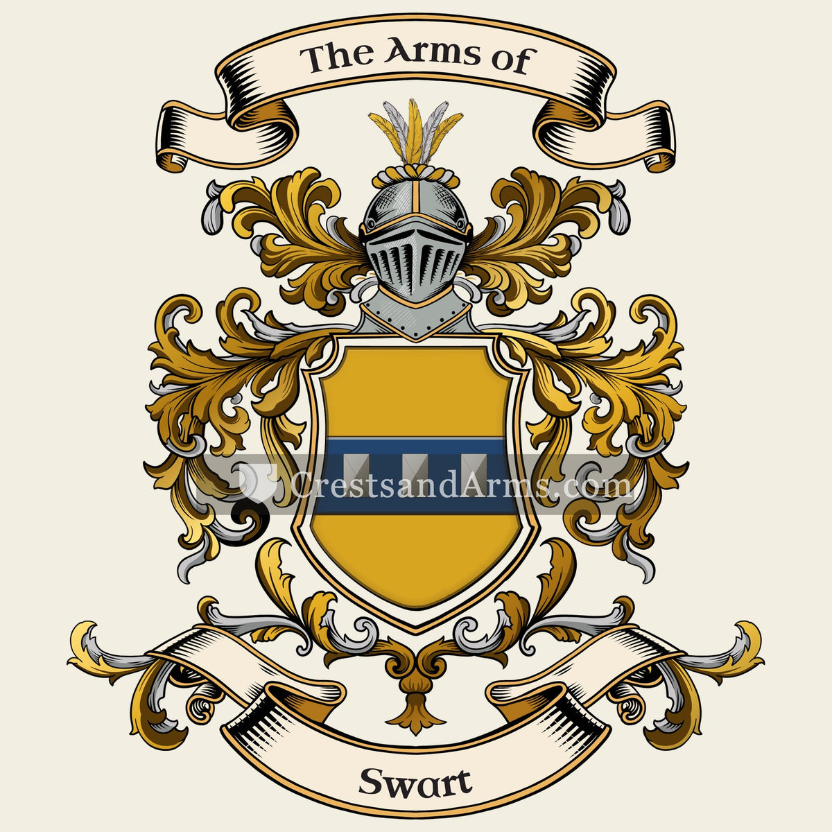 The Swart coat of arms, drawn from the recorded blazon