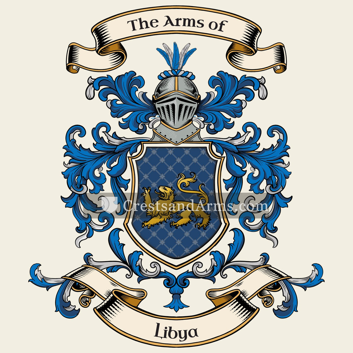 The Libya coat of arms, drawn from the recorded blazon