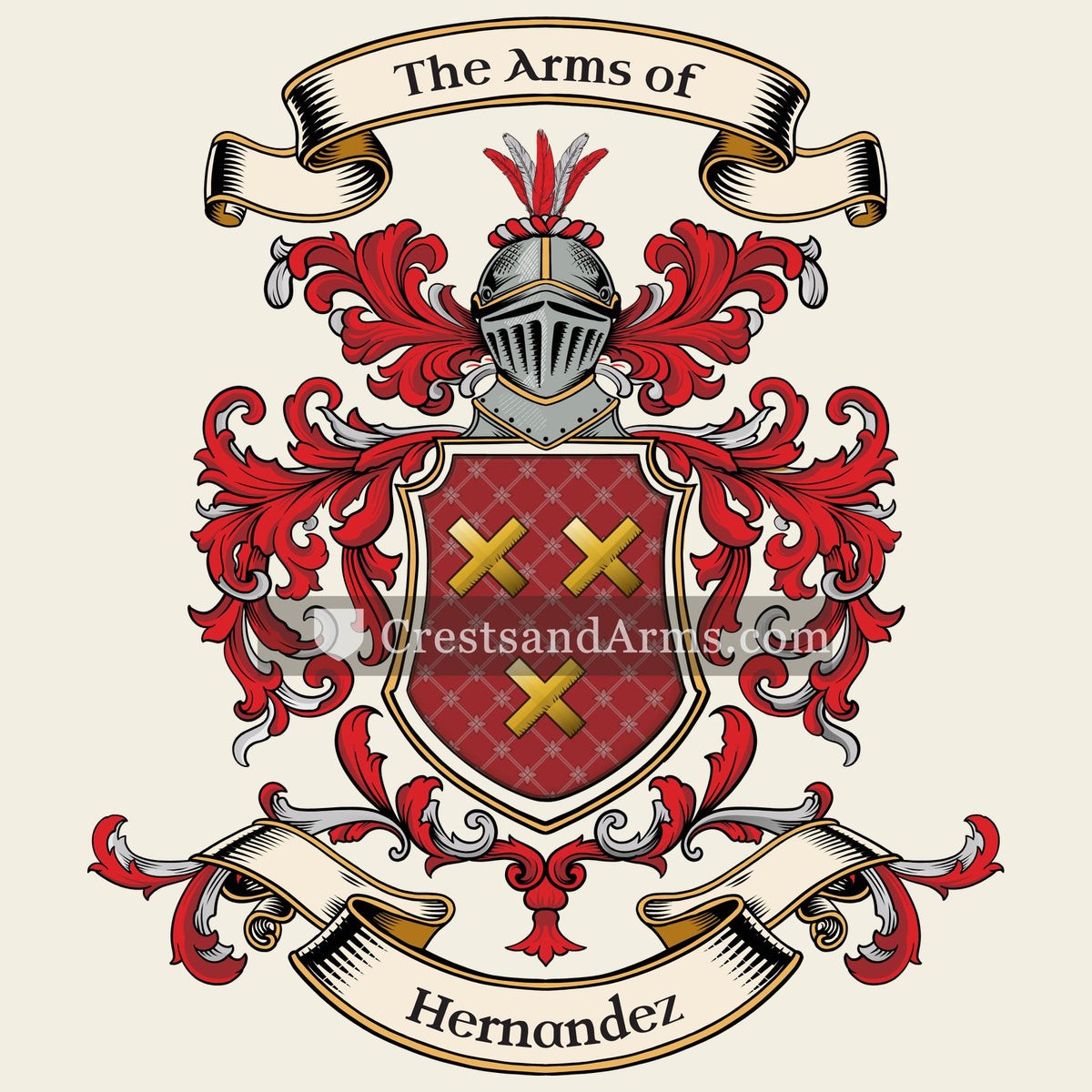 The Hernandez coat of arms, drawn from the recorded blazon