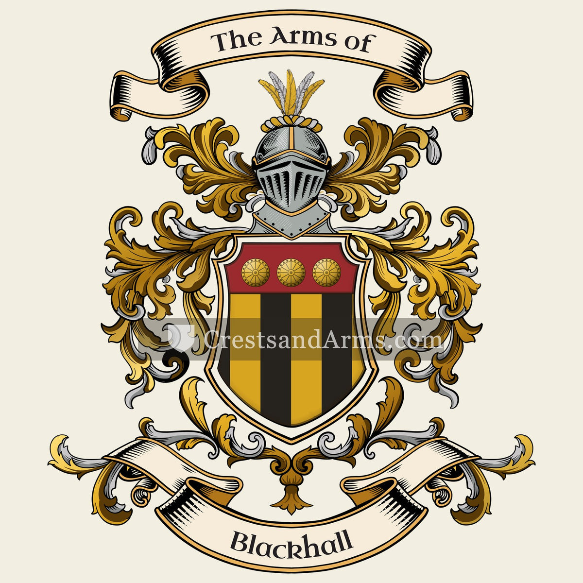 The Blackhall coat of arms, drawn from the recorded blazon