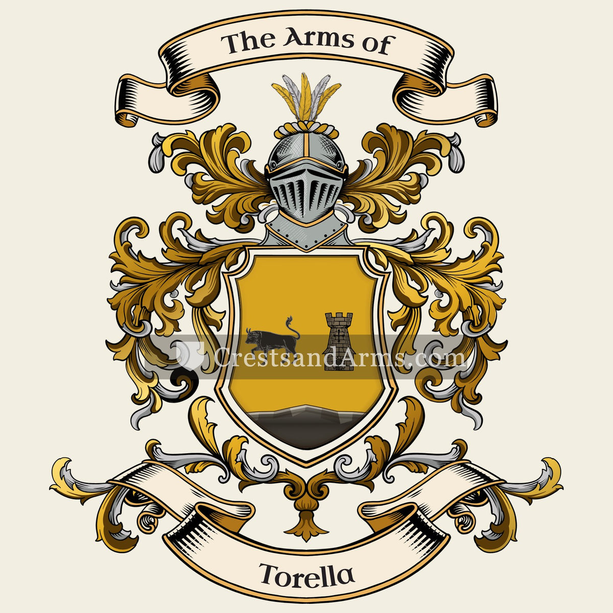 The Torella coat of arms, drawn from the recorded blazon