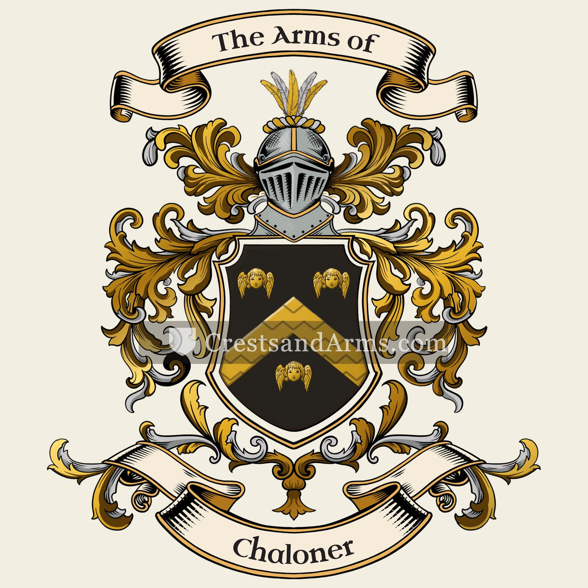 The Chaloner coat of arms, drawn from the recorded blazon