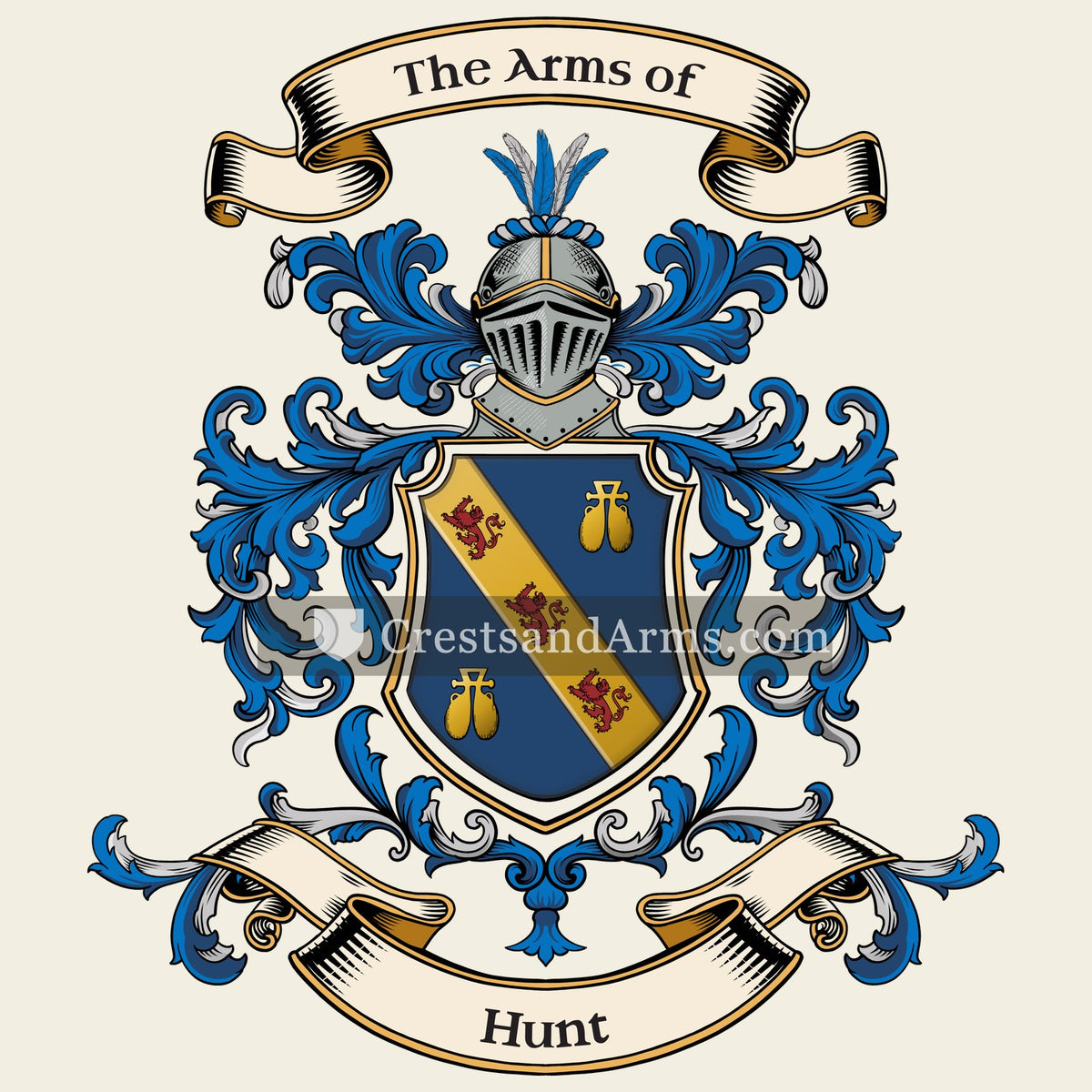 The Hunt coat of arms, drawn from the recorded blazon