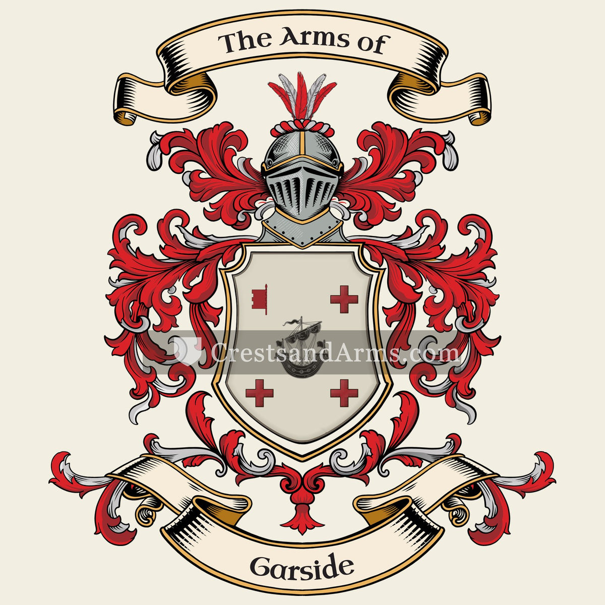 The Garside coat of arms, drawn from the recorded blazon