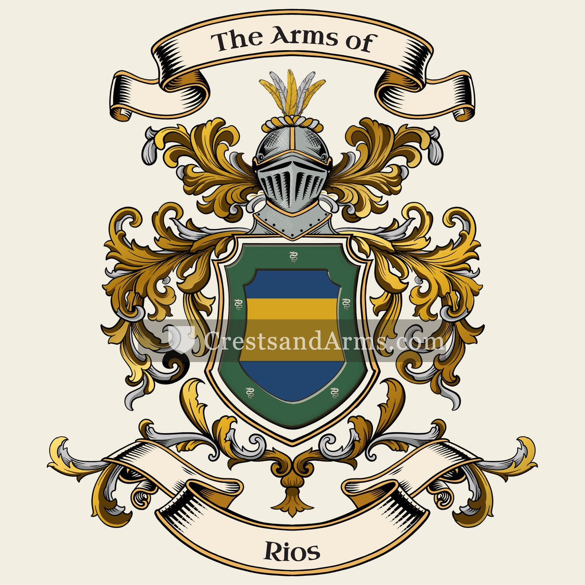 The Rios coat of arms, drawn from the recorded blazon