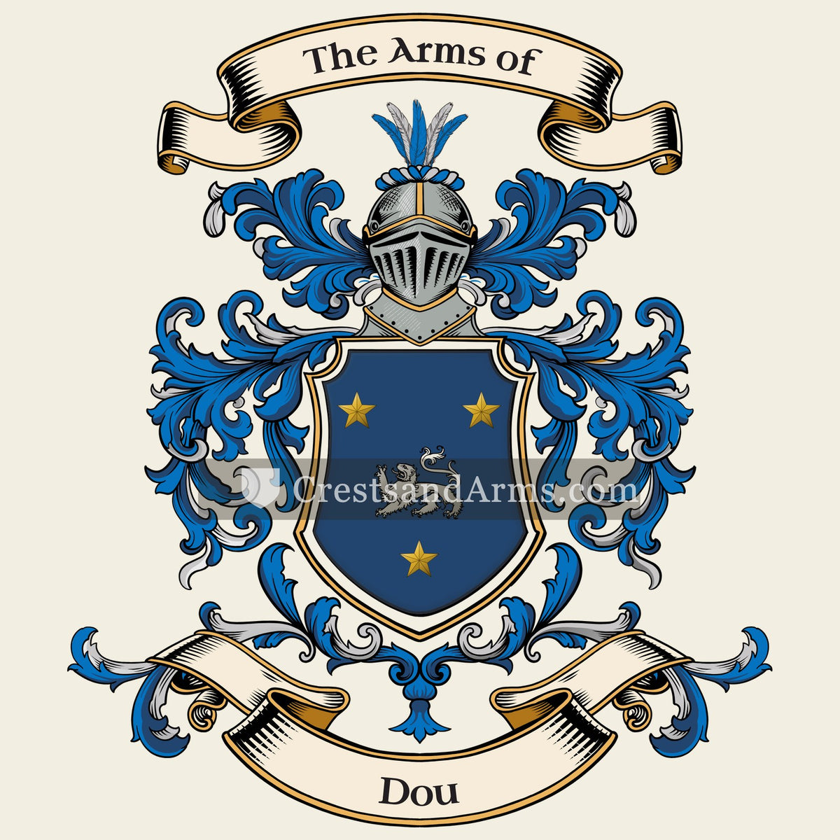 The Dou coat of arms, drawn from the recorded blazon
