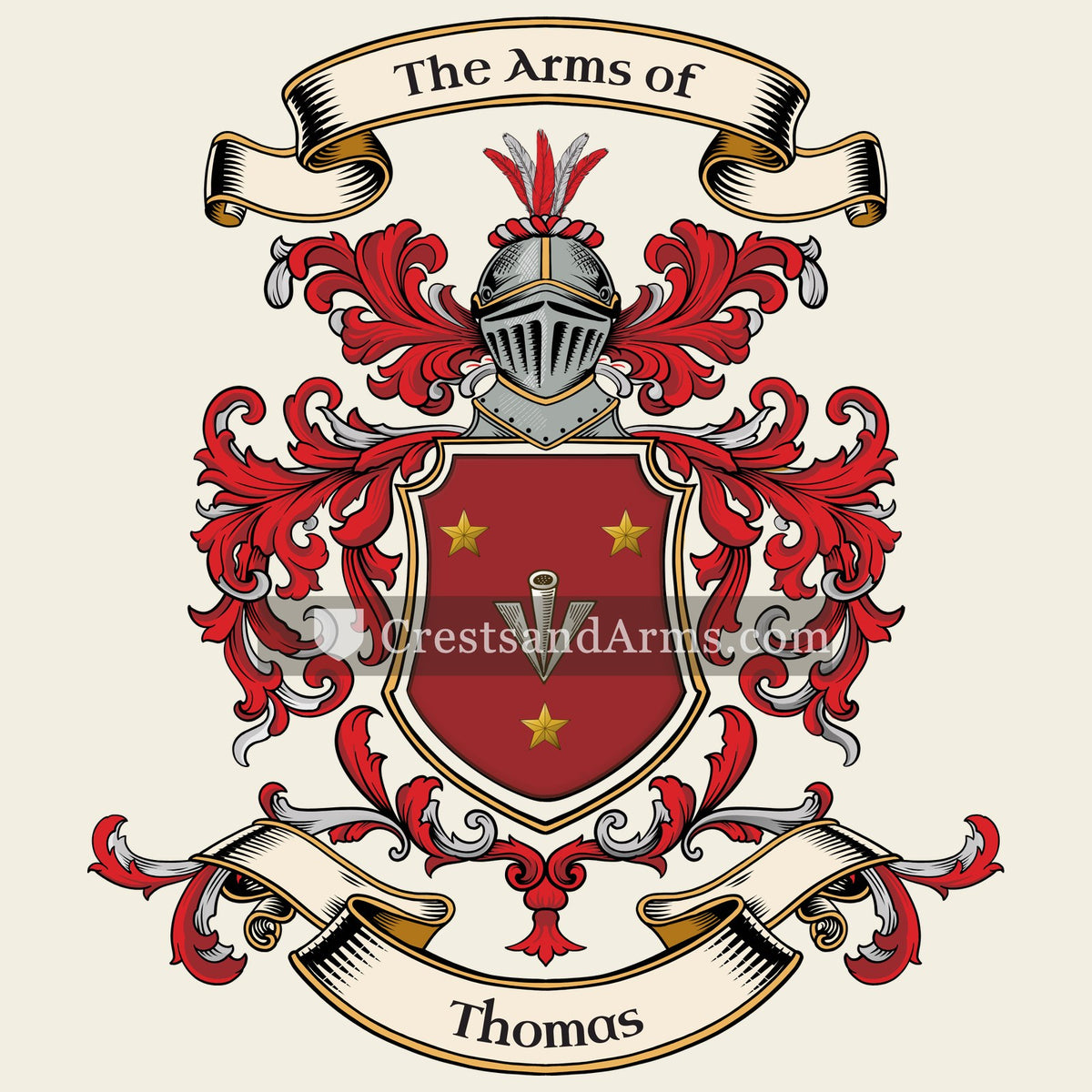 The Thomas coat of arms, drawn from the recorded blazon