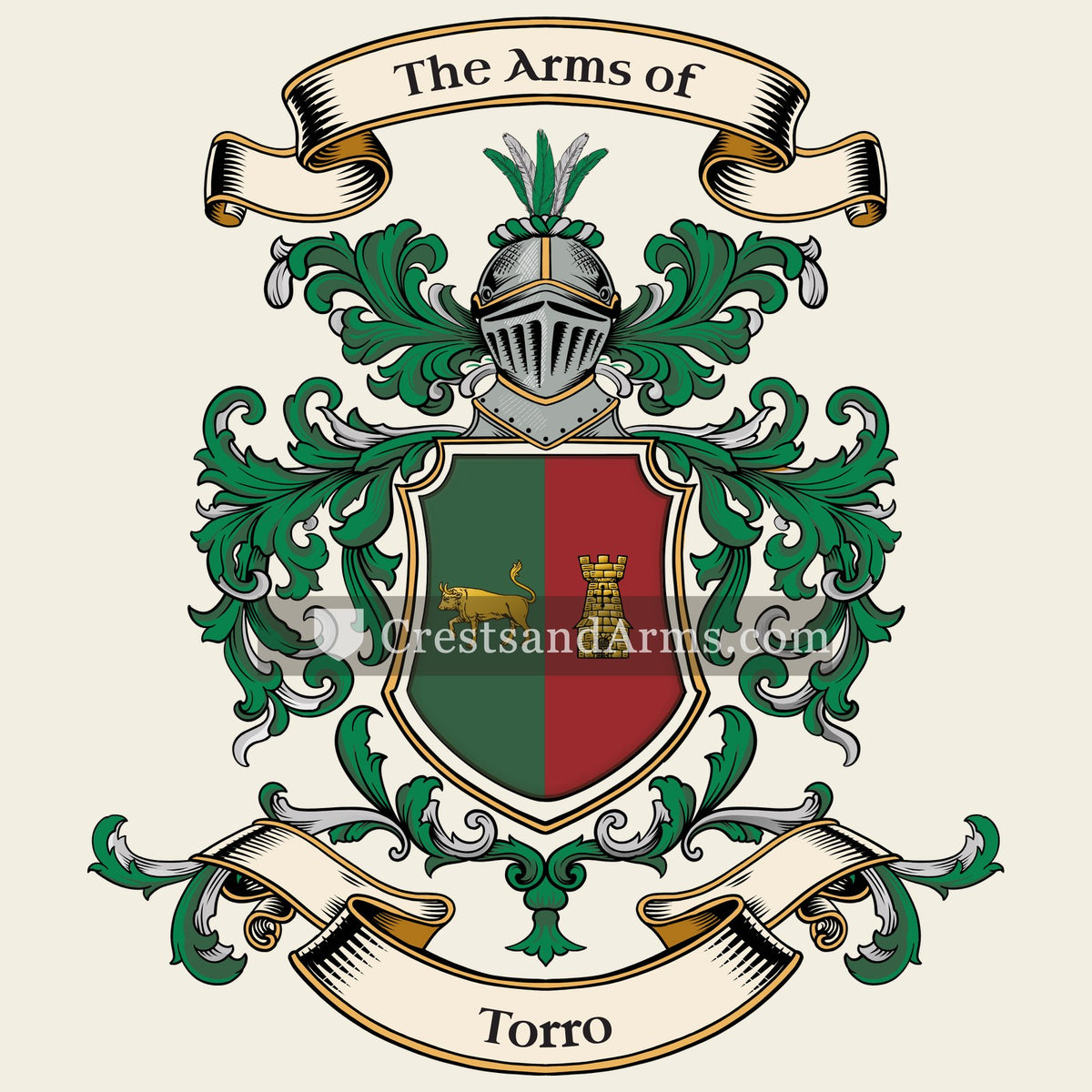 The Torro coat of arms, drawn from the recorded blazon