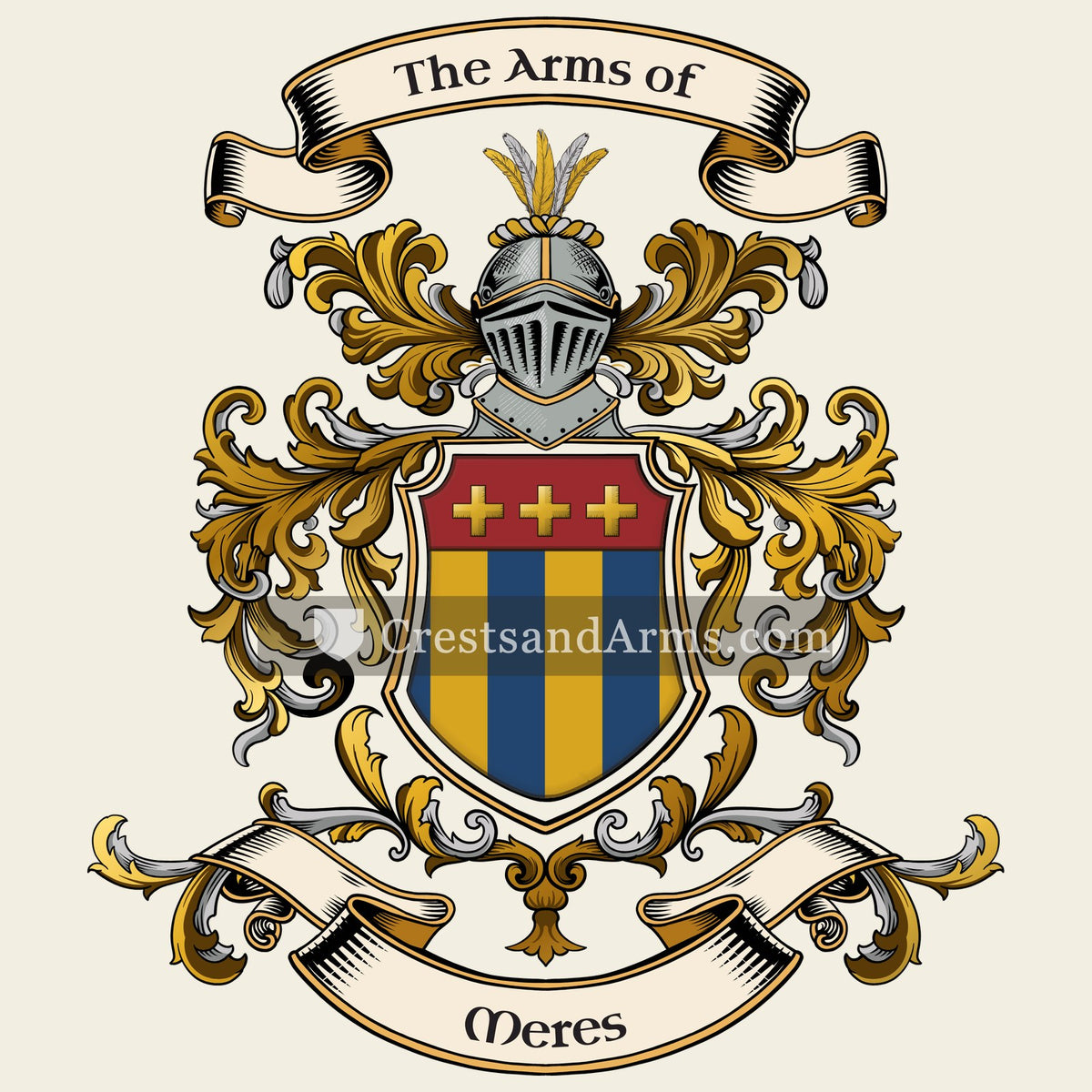 The Meres coat of arms, drawn from the recorded blazon