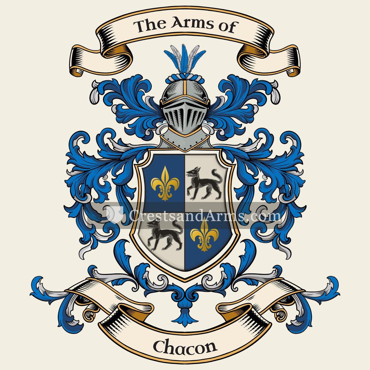 The Chacon coat of arms, drawn from the recorded blazon
