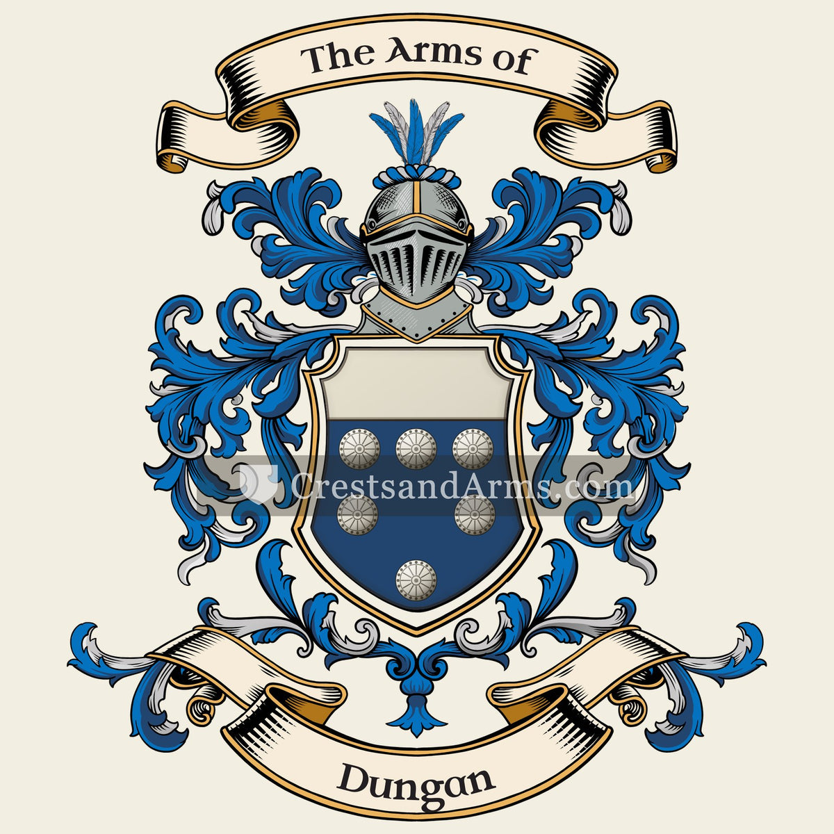 The Dungan coat of arms, drawn from the recorded blazon