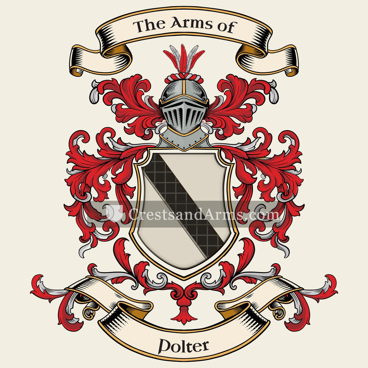 The Polter coat of arms, drawn from the recorded blazon