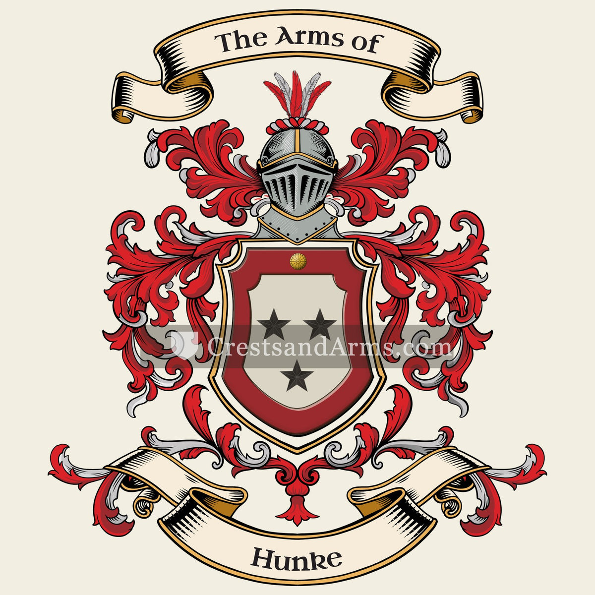 The Hunke coat of arms, drawn from the recorded blazon