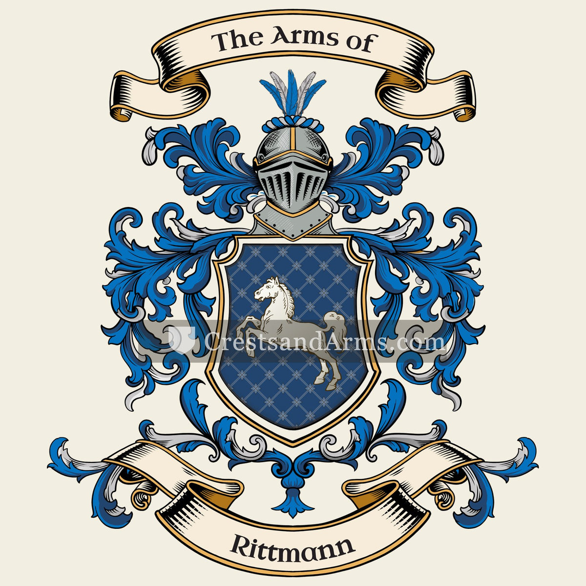 The Rittmann coat of arms, drawn from the recorded blazon