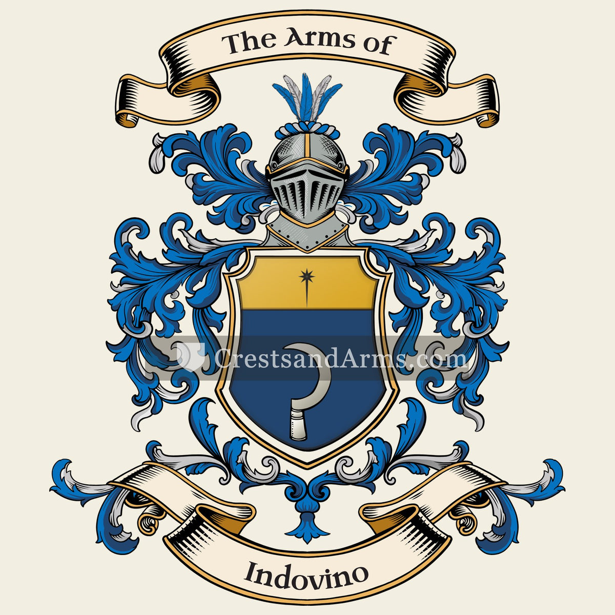 The Indovino coat of arms, drawn from the recorded blazon