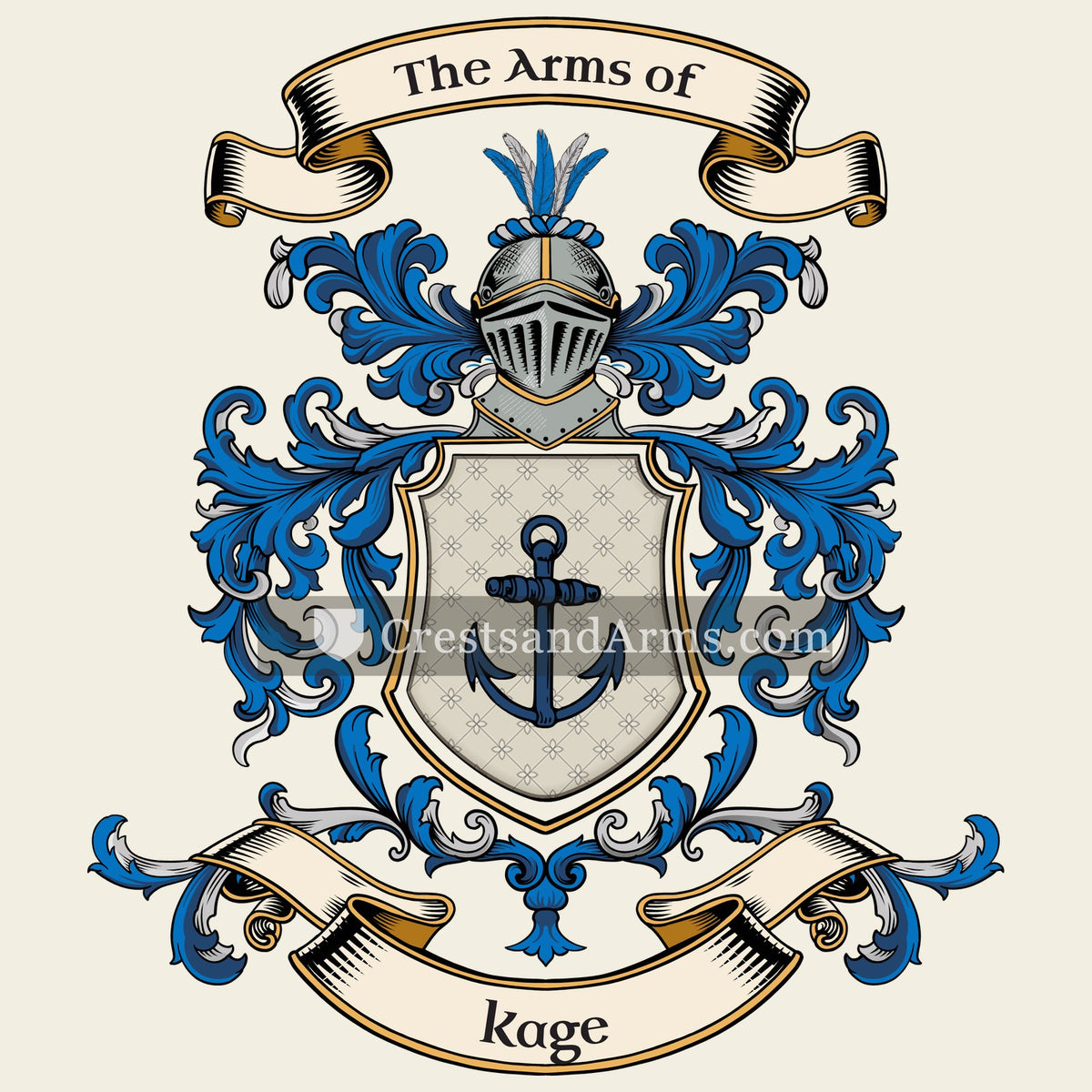 The Kage coat of arms, drawn from the recorded blazon