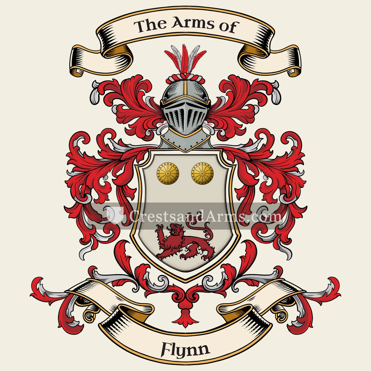 The Flynn coat of arms, drawn from the recorded blazon