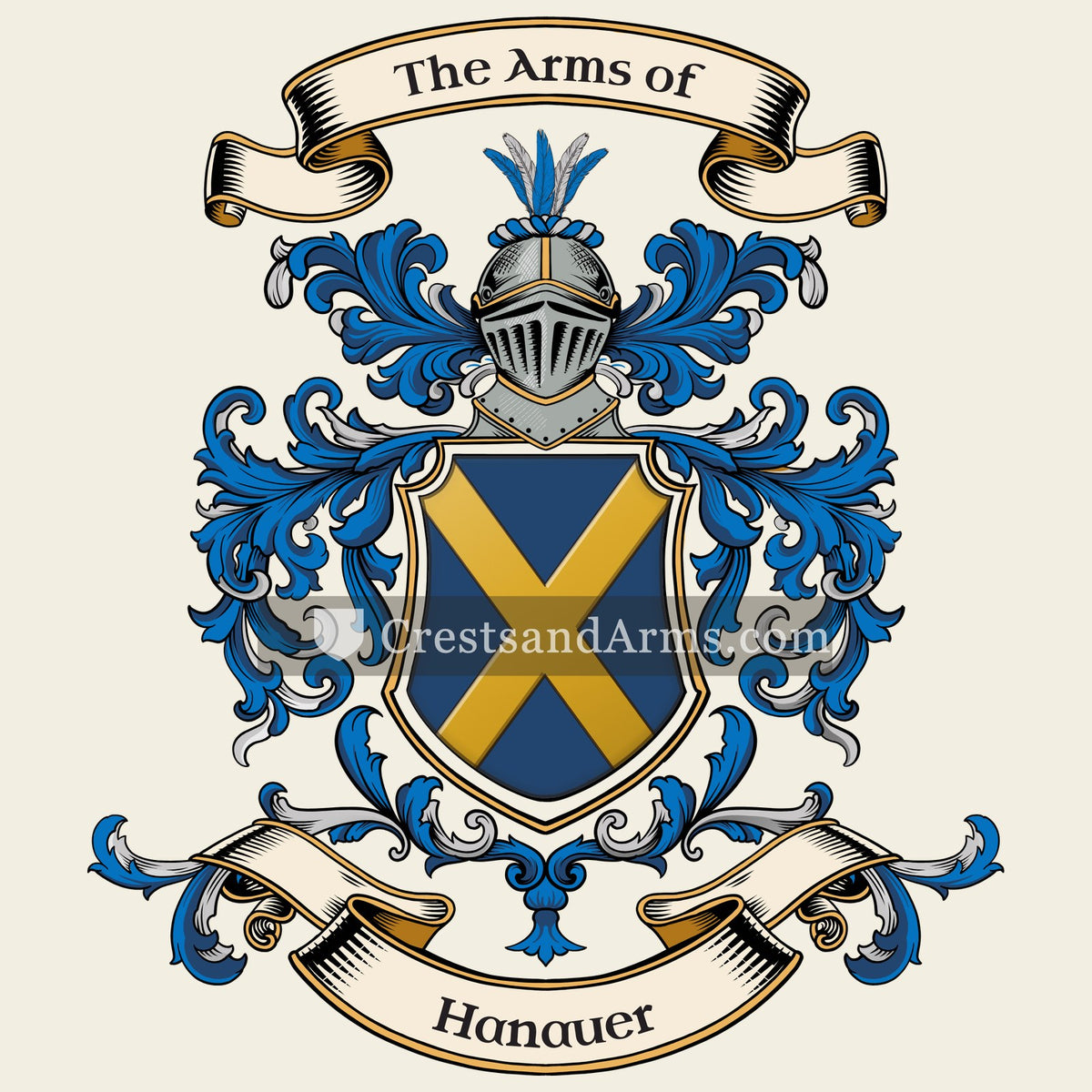 The Hanauer coat of arms, drawn from the recorded blazon
