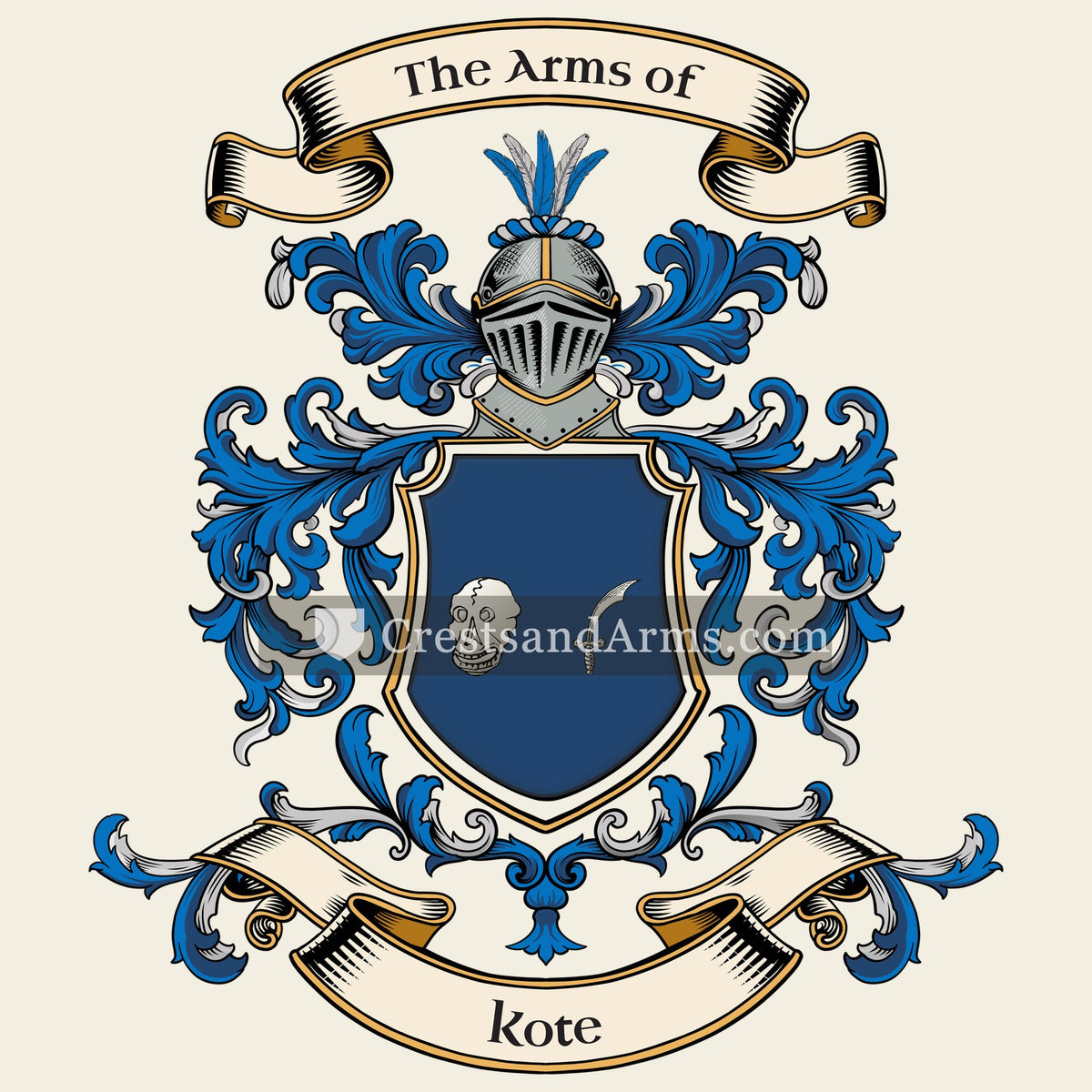 The Kote coat of arms, drawn from the recorded blazon