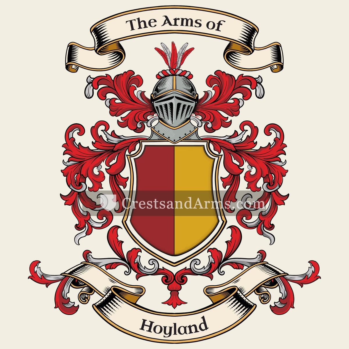 The Hoyland coat of arms, drawn from the recorded blazon