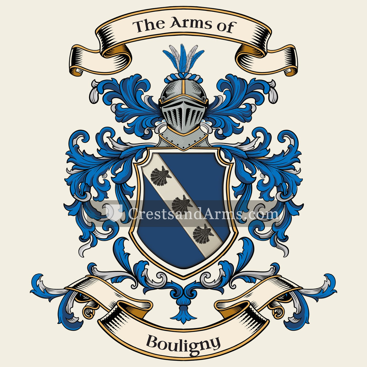 The Bouligny coat of arms, drawn from the recorded blazon