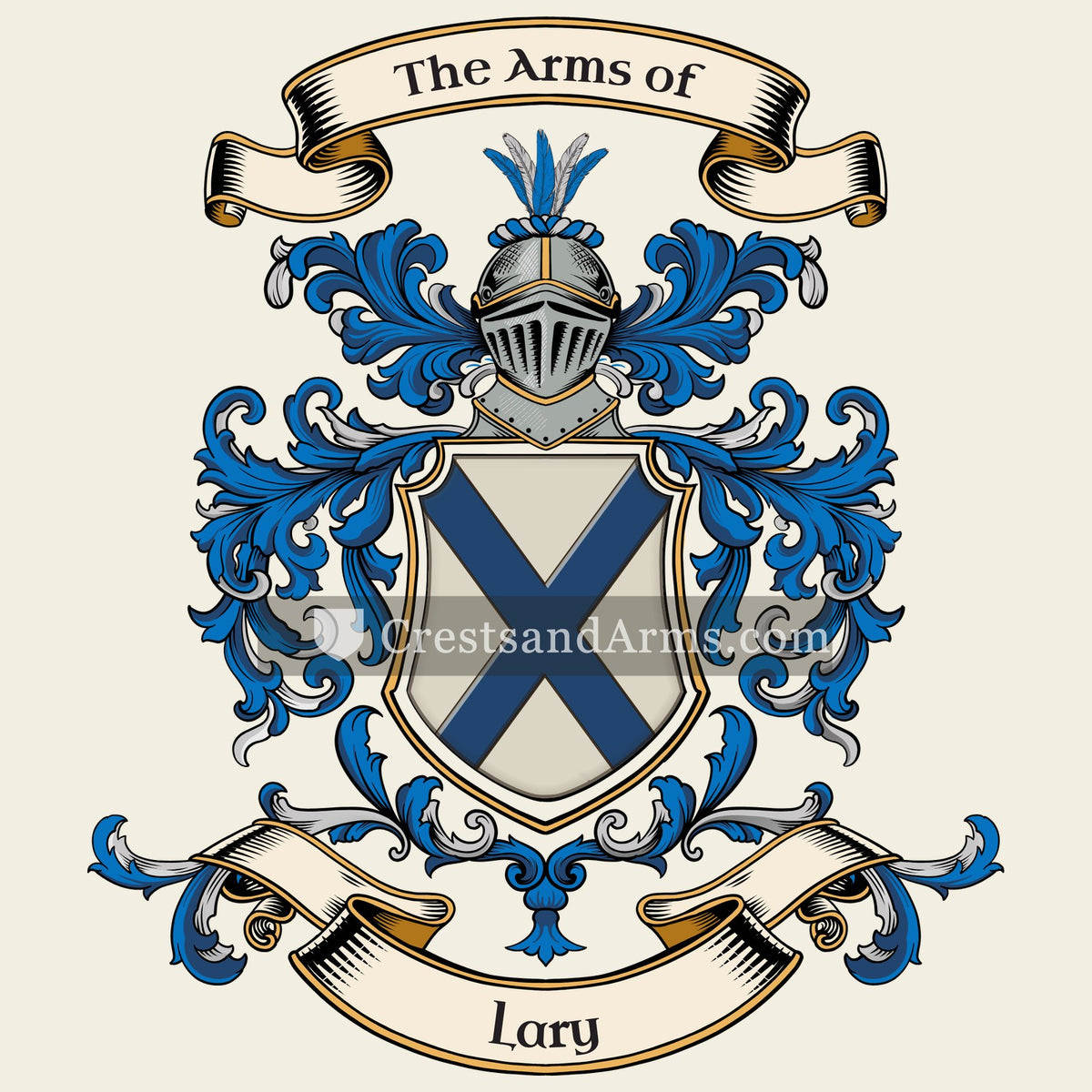 The Lary coat of arms, drawn from the recorded blazon