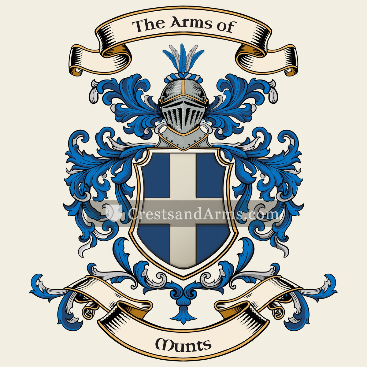 The Munts coat of arms, drawn from the recorded blazon