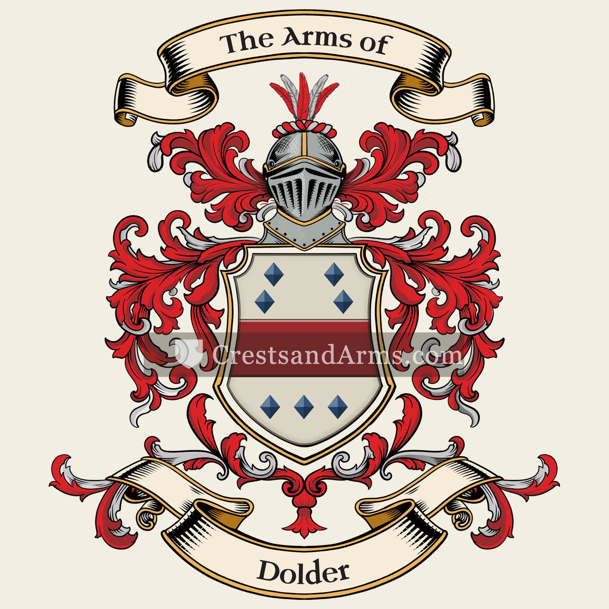 The Dolder coat of arms, drawn from the recorded blazon
