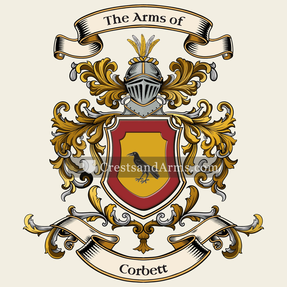 The Corbett coat of arms, drawn from the recorded blazon