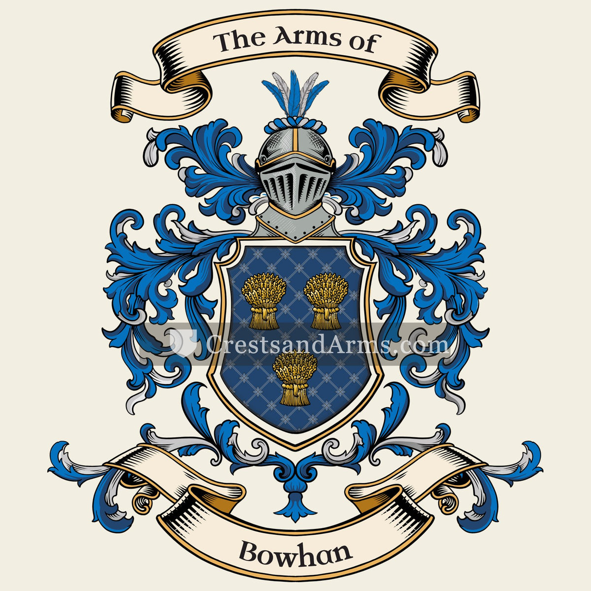 The Bowhan coat of arms, drawn from the recorded blazon