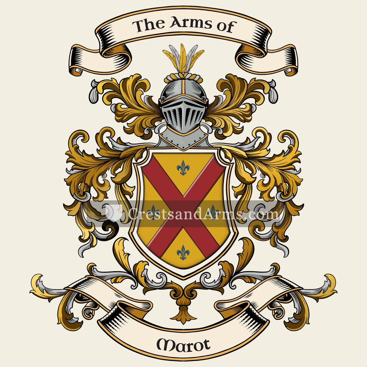 The Marot coat of arms, drawn from the recorded blazon