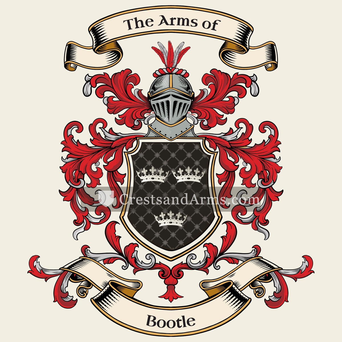 The Bootle coat of arms, drawn from the recorded blazon