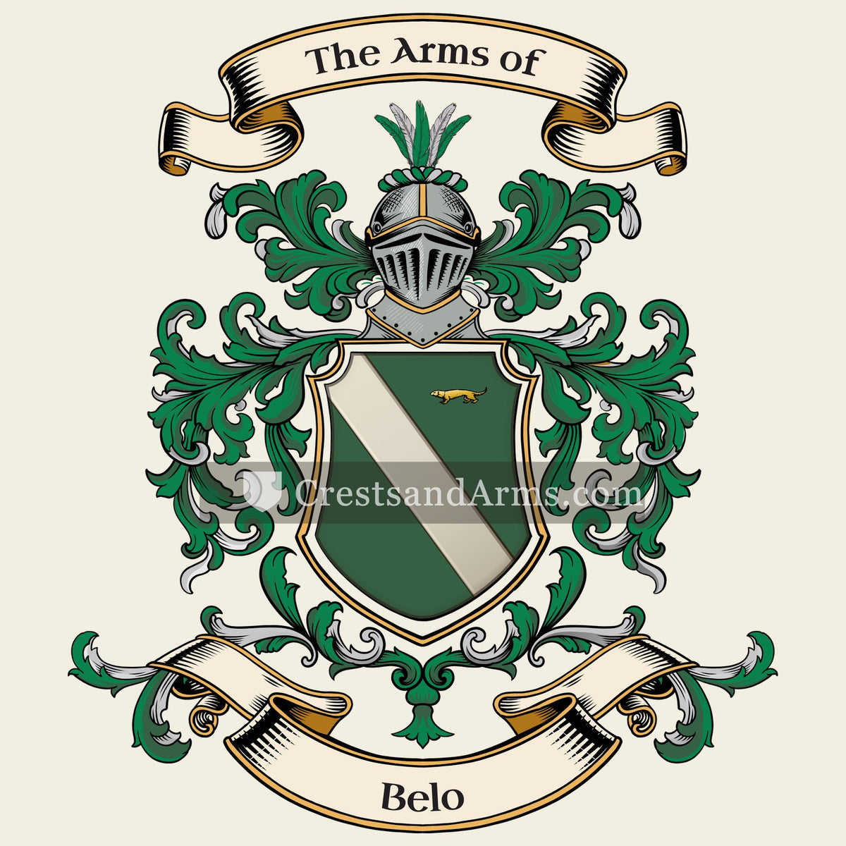 The Belo coat of arms, drawn from the recorded blazon