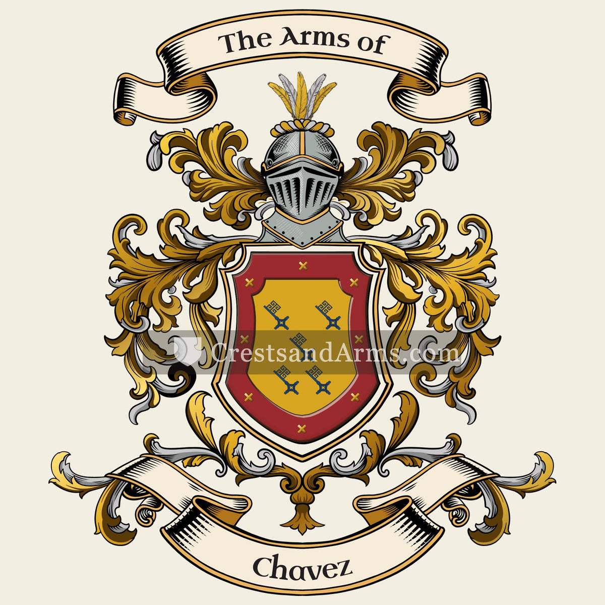 The Chavez coat of arms, drawn from the recorded blazon