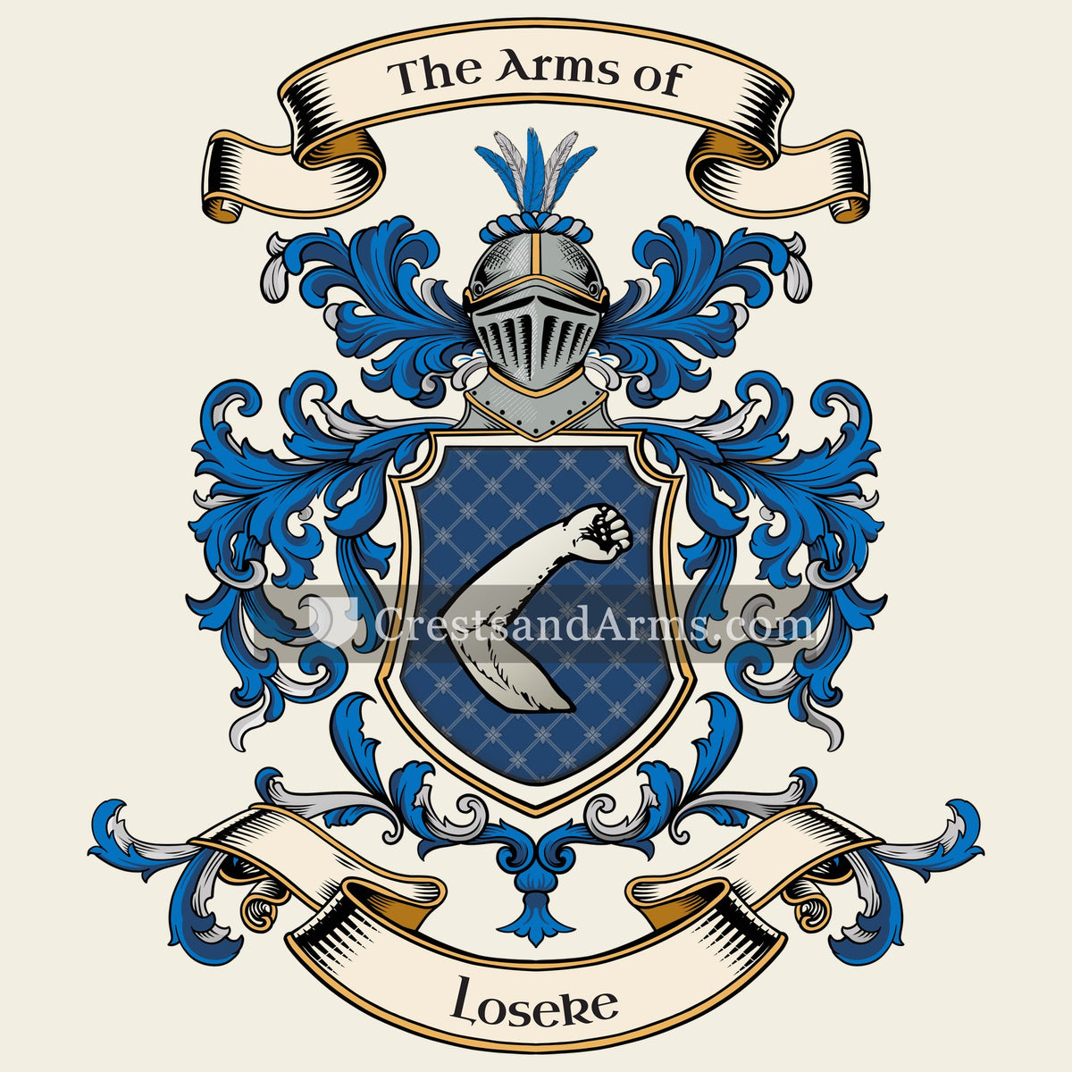 The Loseke coat of arms, drawn from the recorded blazon