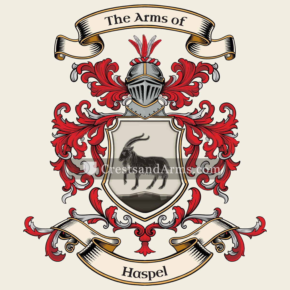 The Haspel coat of arms, drawn from the recorded blazon
