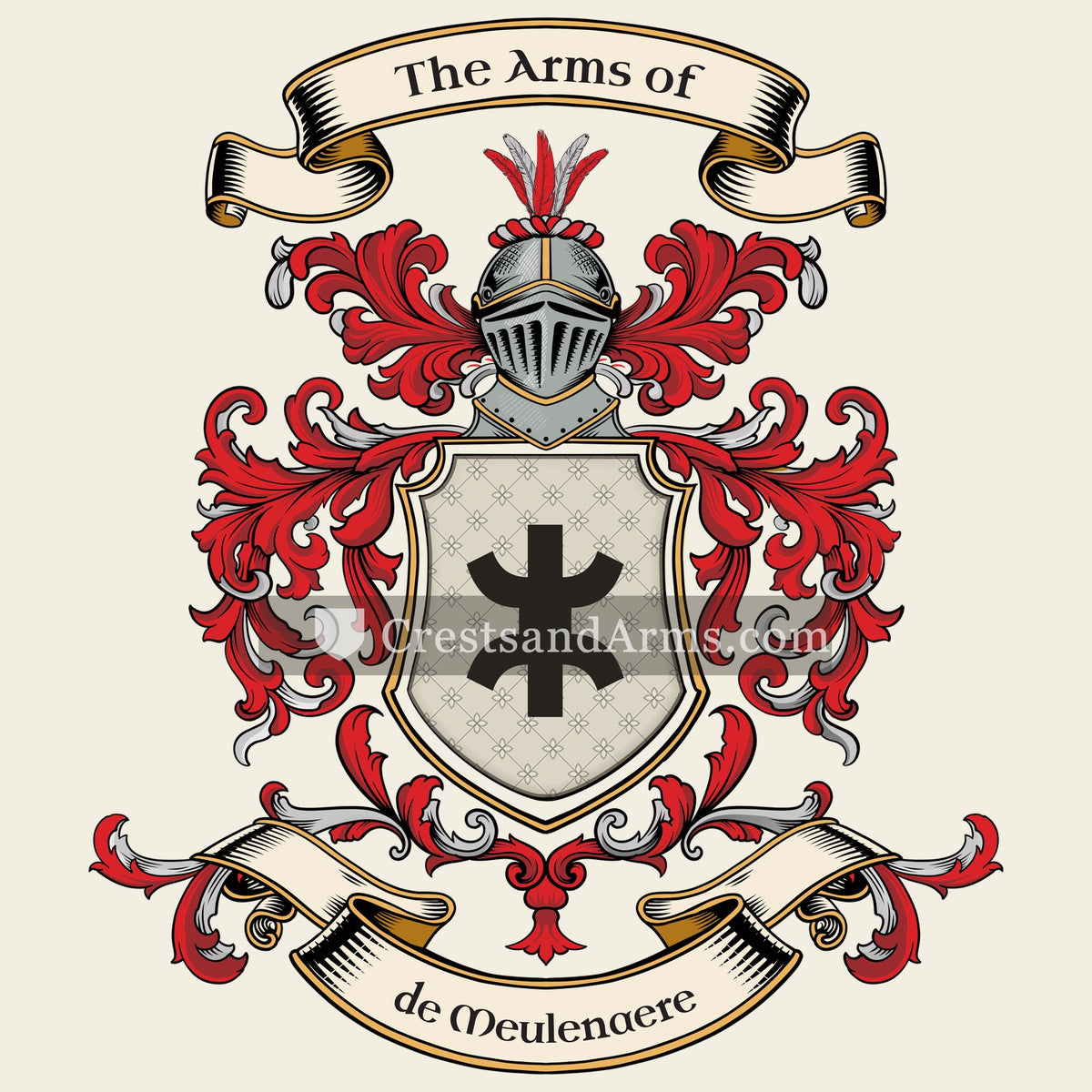 The de Meulenaere coat of arms, drawn from the recorded blazon